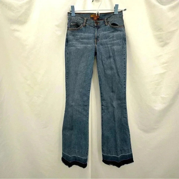 Arden B Womens Jeans Size 2 Blue Wide Two Tone Raw Cuffs - Picture 1 of 13
